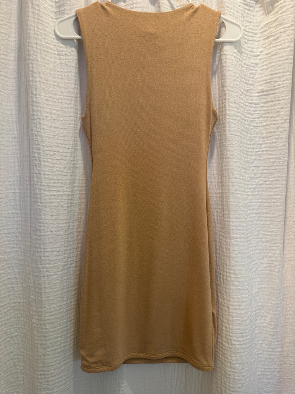 Naked Wardrobe NWT Sleeveless Bodycon Mini Dress Neutral Tan Beige - Picture 5 of 5